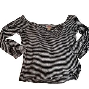 Mossimo Supply Co Striped Off The‎ Shoulder Long Sleeve Top Womens Size Small
